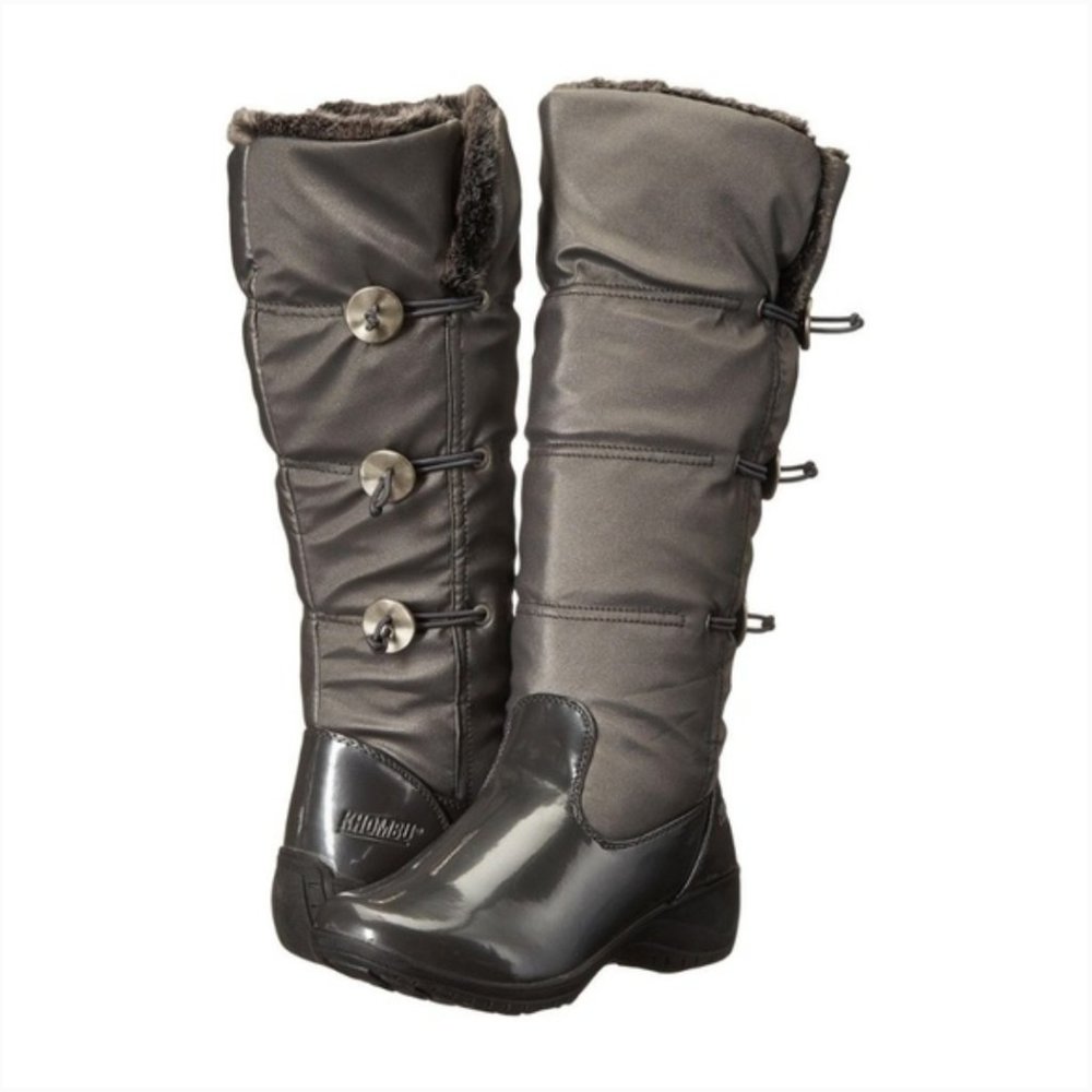 KHAMBU Abigail Black Tall Leather Snow Boot SZ 6